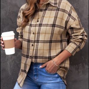 Khaki plaid Flannel Top